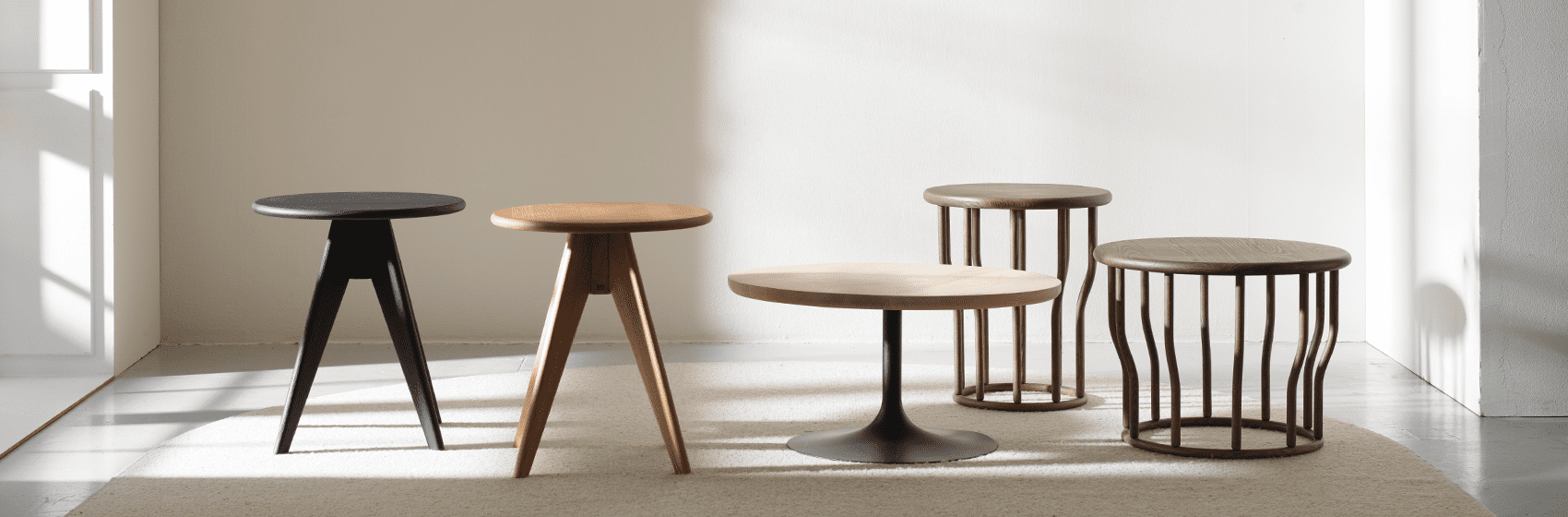 Monolit, Novel och Cosse - en mix av småbord/soffbord.